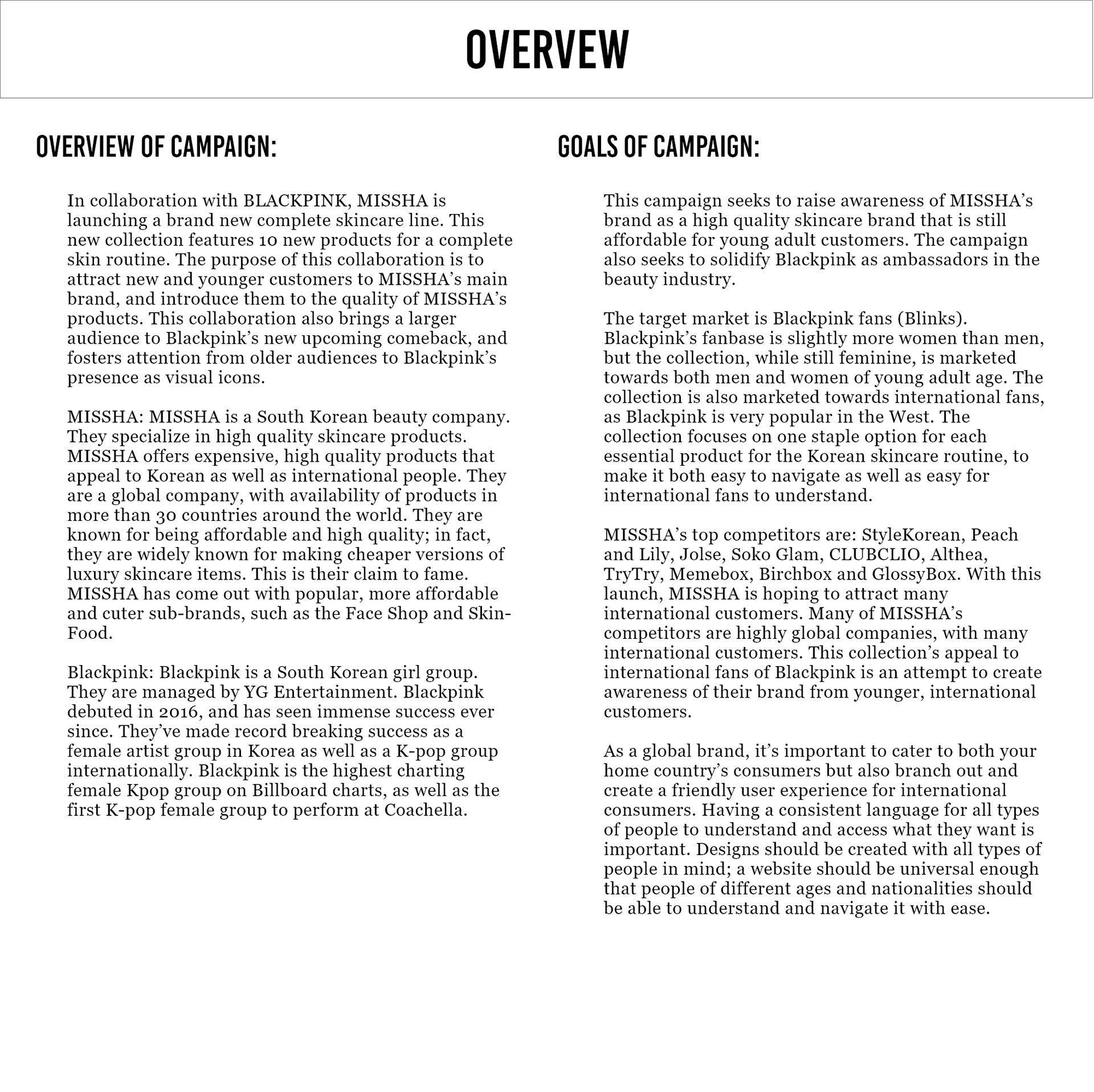 Project overview and goals