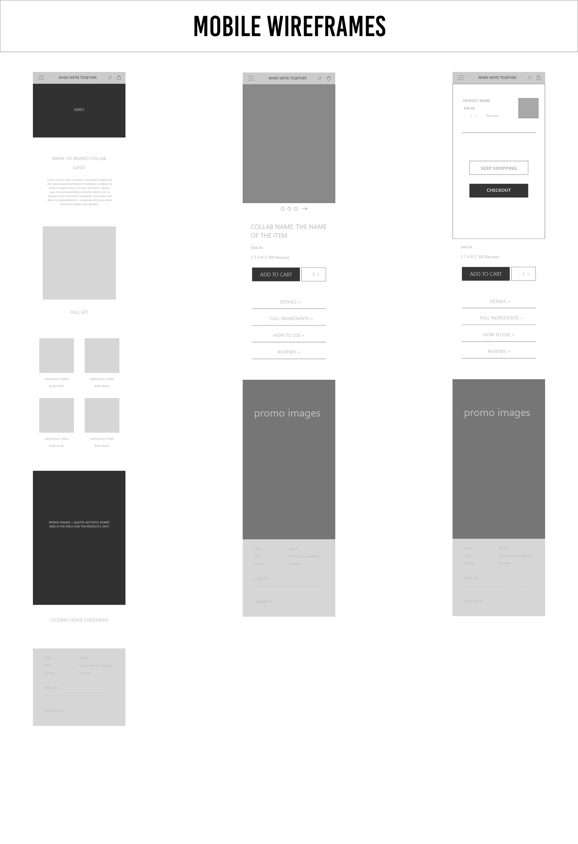 Mobile wireframes