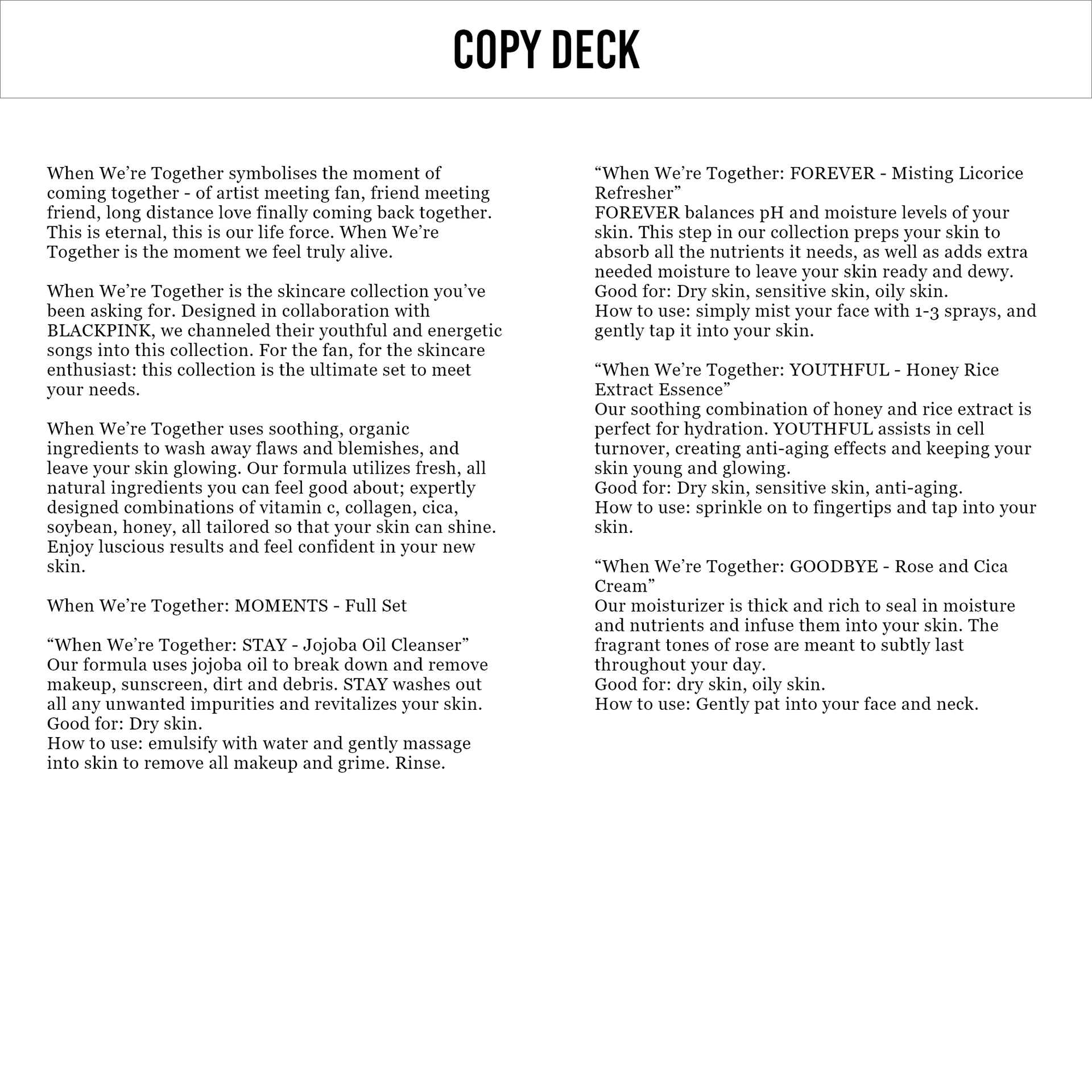 Copy deck