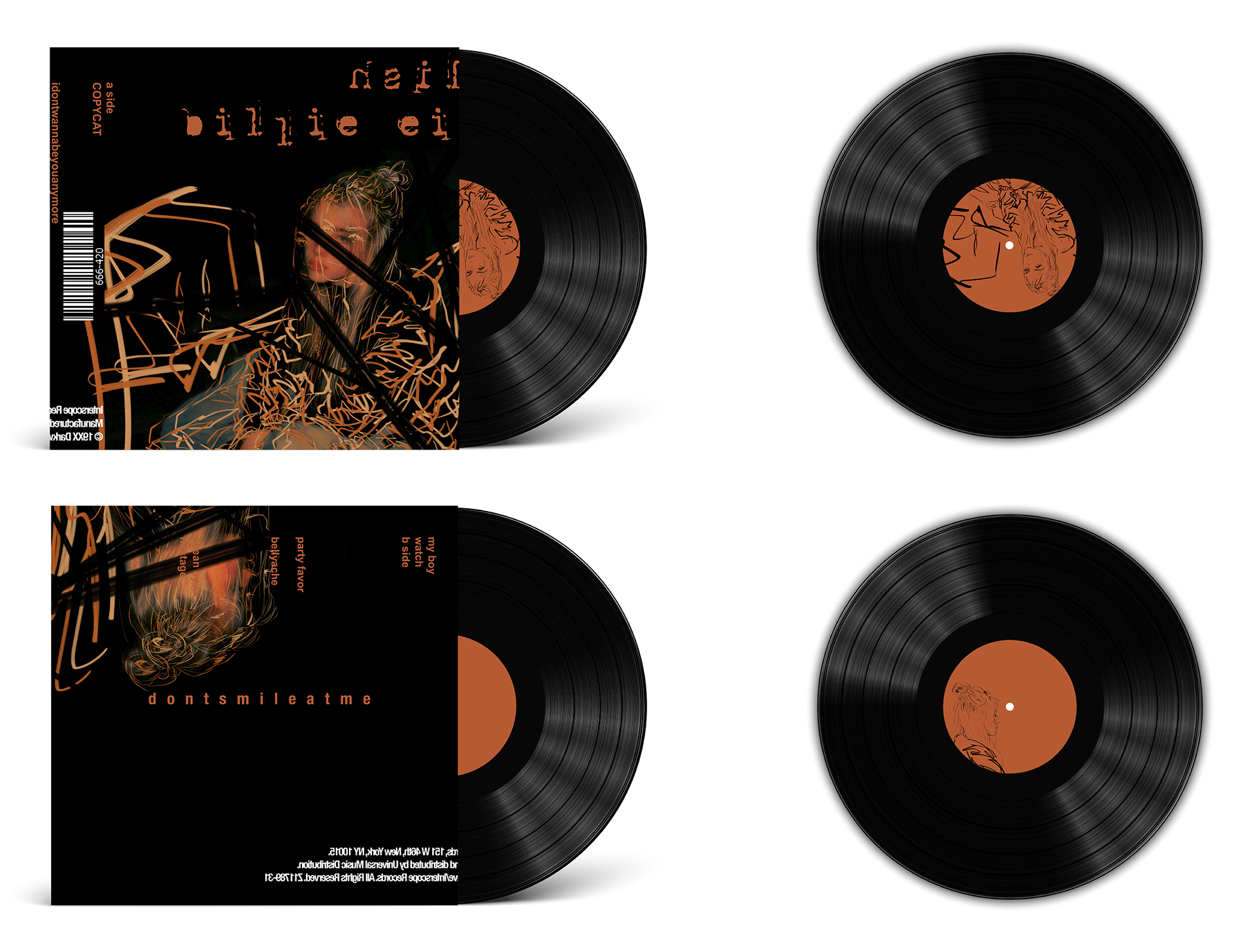 Grunge style vinyl cover mockup